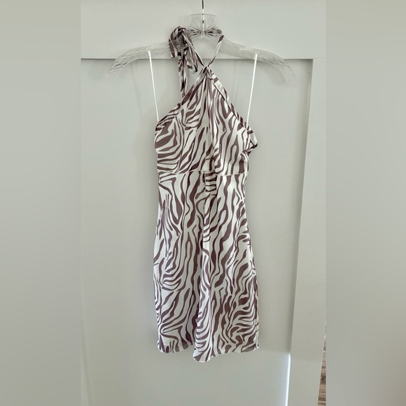 Et Clet Halter Mini Dress Size Small Brown and‎ White - Picture 2 of 2